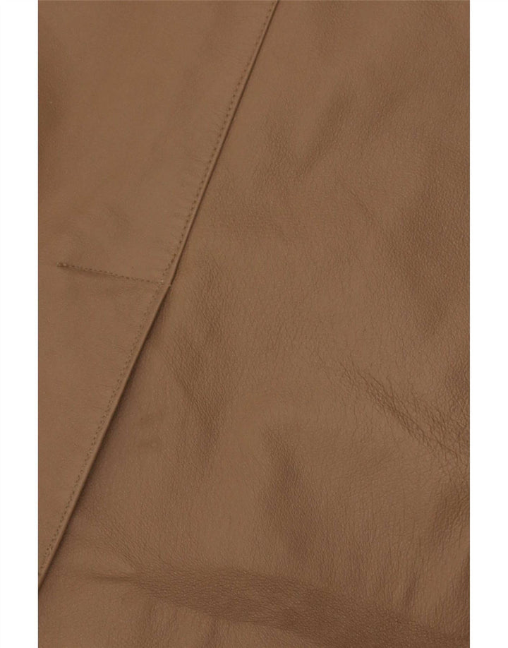 Vintage Damen 3 Knopf Leder Blazer Jacke EU 46 XL Beige