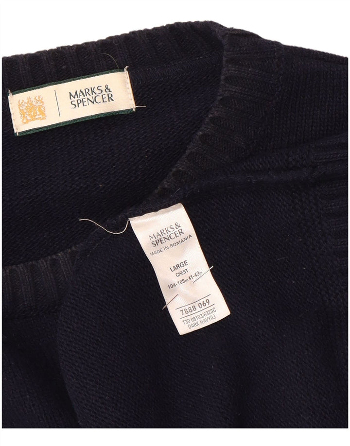 Marks & Spencer Herren-Pullover mit U-Boot-Ausschnitt, groß, marineblaues Acryl