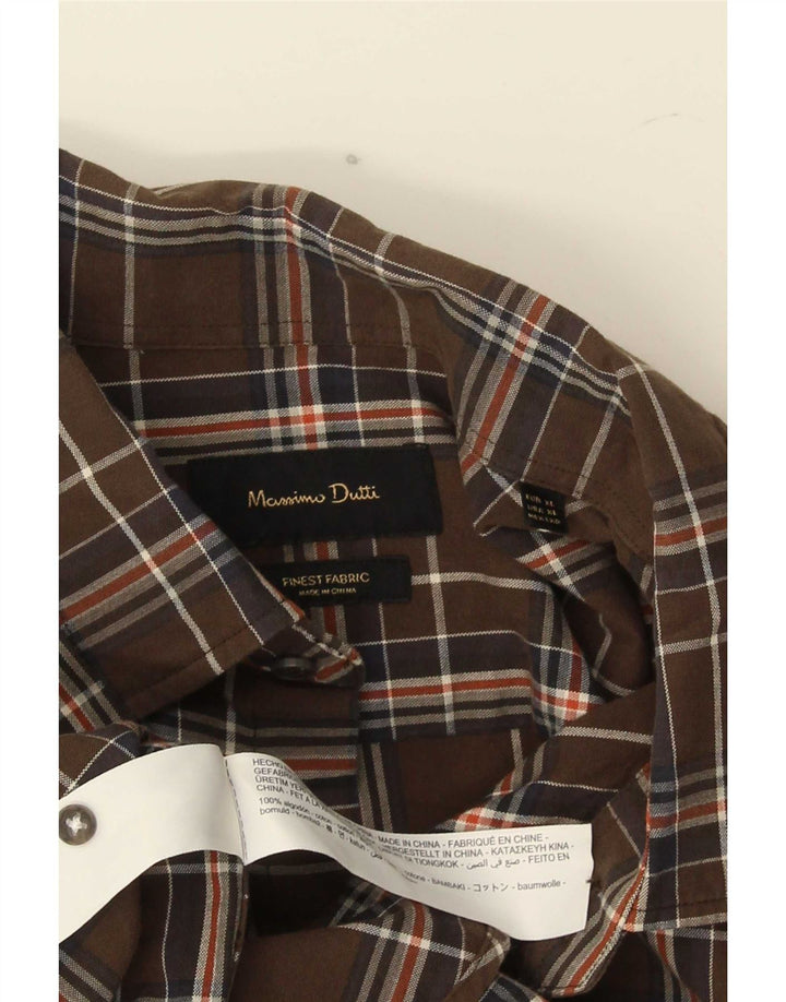 Massimo Dutti Herrenhemd XL, braun kariert, Baumwolle