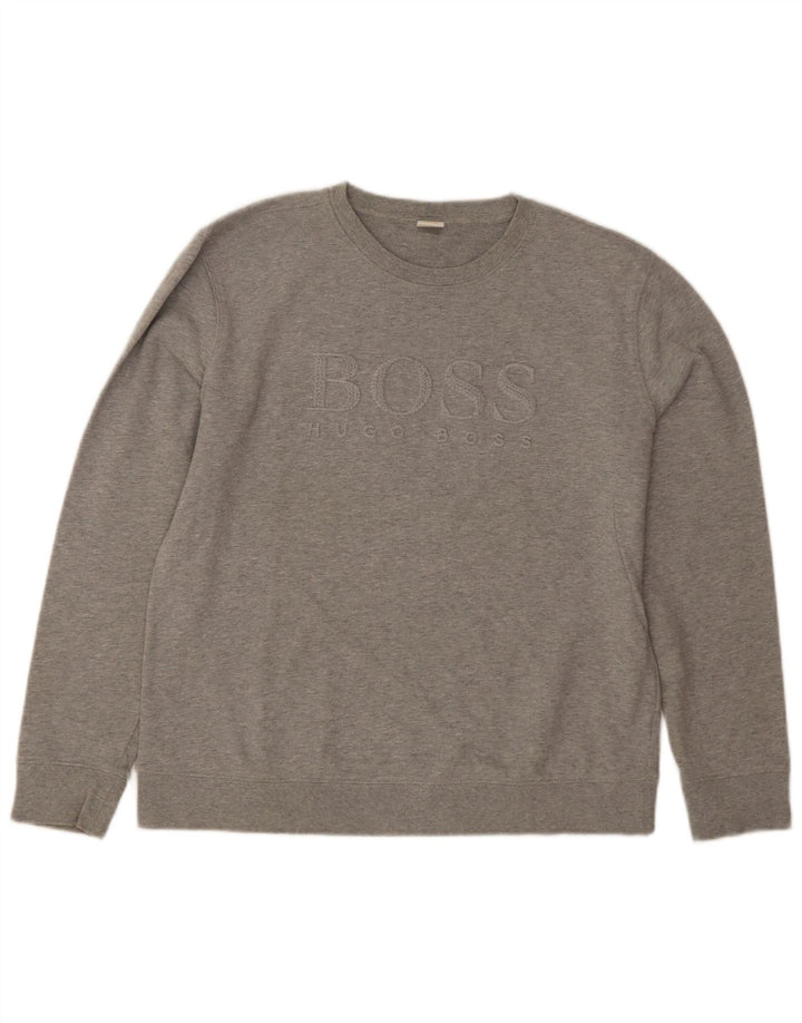 Hugo Boss Damen Grafik-Sweatshirt-Pullover UK 16 Große graue Baumwolle