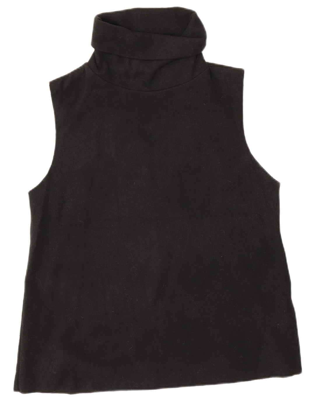 Zara Damen Rollkragen-Trägershirt UK 12 Mittelschwarze Baumwolle
