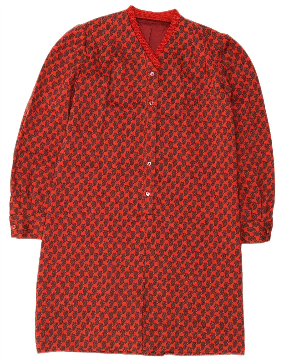 Vintage Damen Basic Kleid UK 10 Klein Rot Geometrisch