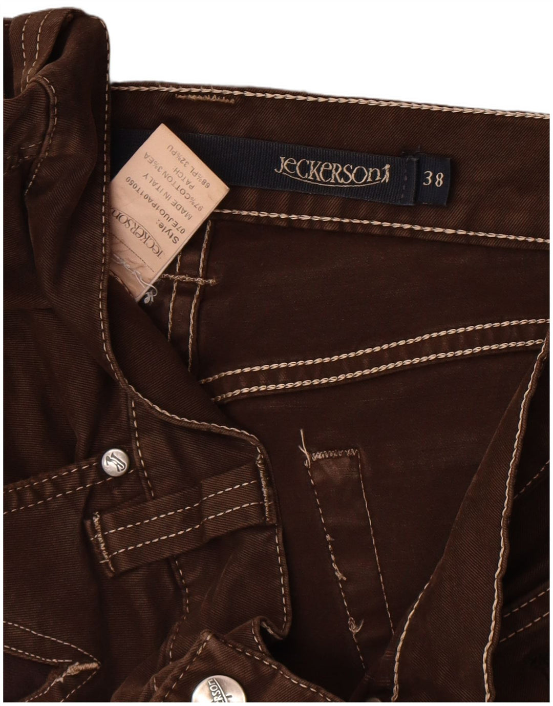Jeckerson Herren Straight Jeans W38 L30 Braune Baumwolle