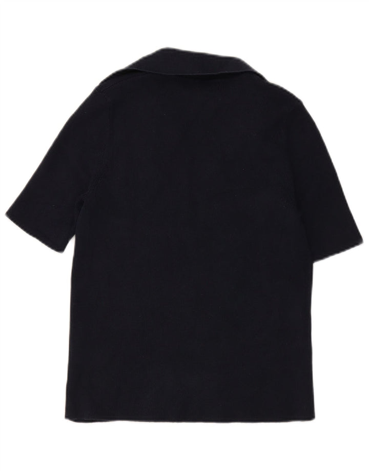 Marks & Spencer Damen Poloshirt UK 12 Medium Marineblau Baumwolle