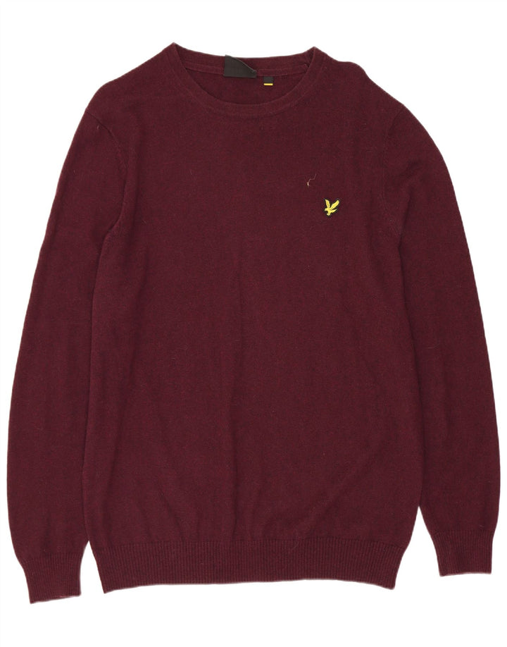 LYLE & SCOTT Herren-Pullover mit Rundhalsausschnitt, Größe L, kastanienbraune Baumwolle