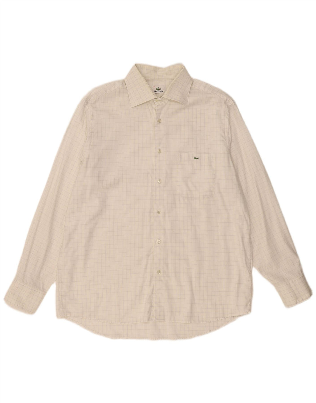 Lacoste Herrenhemd Größe 44 XL weiß karierte Baumwolle