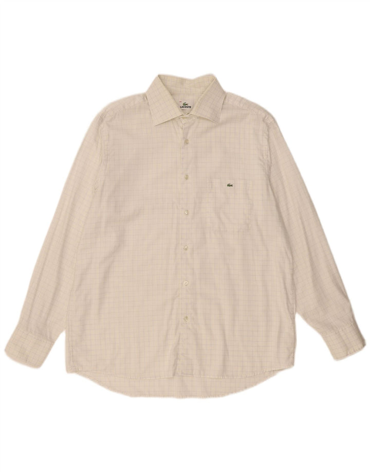 Lacoste Herrenhemd Größe 44 XL weiß karierte Baumwolle