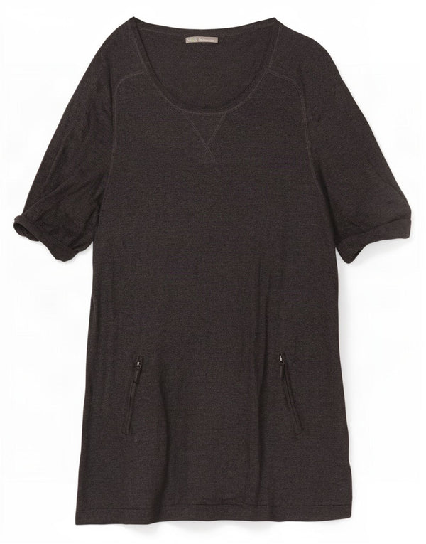 Marks & Spencer Damen-Pulloverkleid mit kurzen Ärmeln, Größe 46, Grau, Viskose
