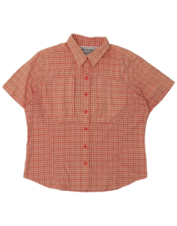 Columbia Womens Titanium Kurzarmhemd UK 16 Large Orange Check Nylon