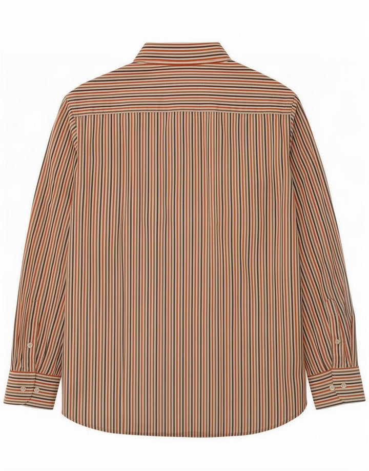 Massimo Dutti Herrenhemd 2XL Mehrfarbige Nadelstreifen-Baumwolle