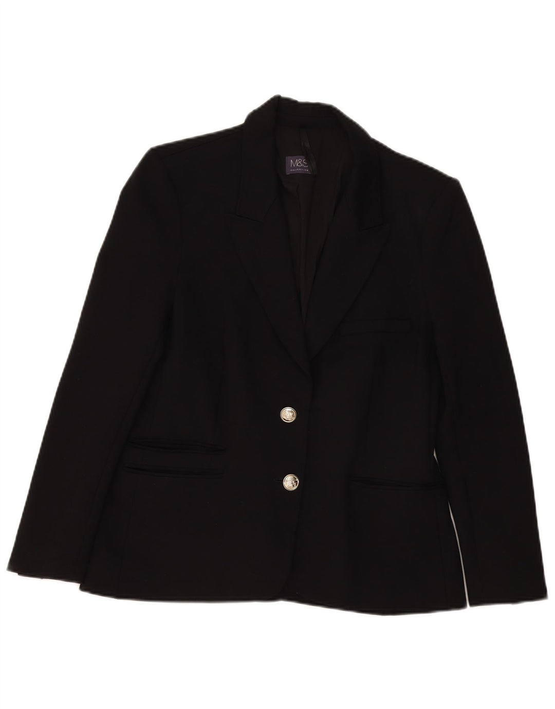 Marks & Spencer Damen 2-Knopf-Blazerjacke UK 12 Mittelschwarze Viskose