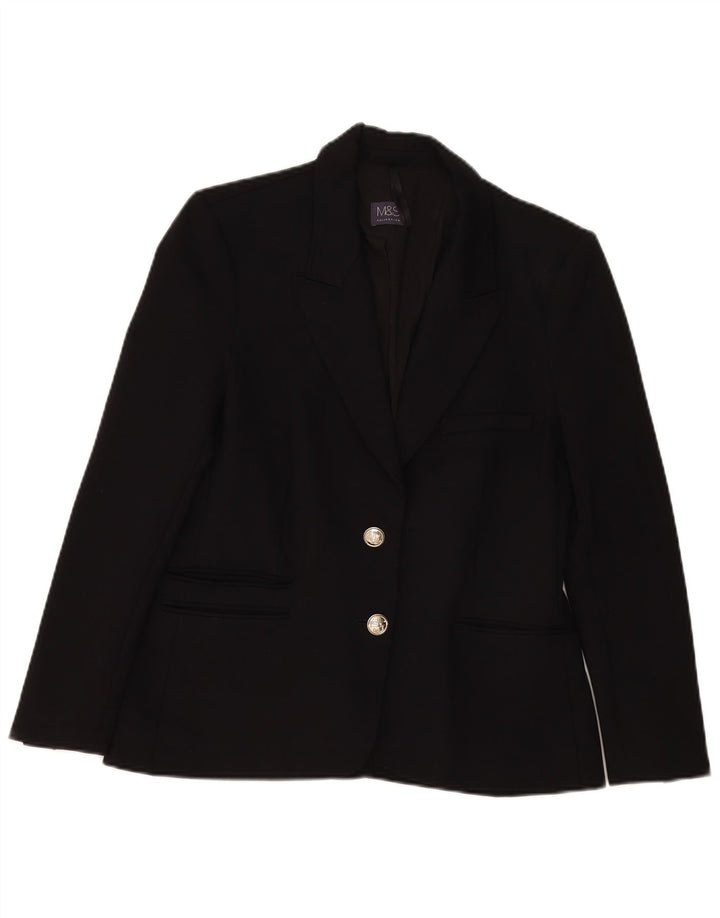 Marks & Spencer Damen 2-Knopf-Blazerjacke UK 12 Mittelschwarze Viskose