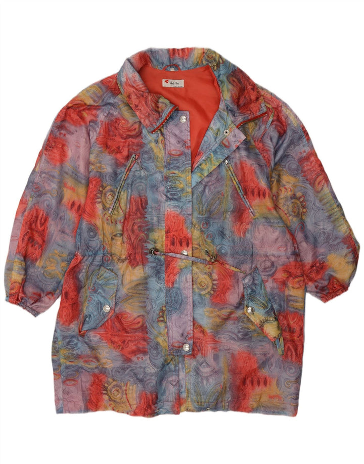 Vintage Damen-Windbreaker-Mantel mit abstraktem Muster, Größe 40, klein, mehrfarbig