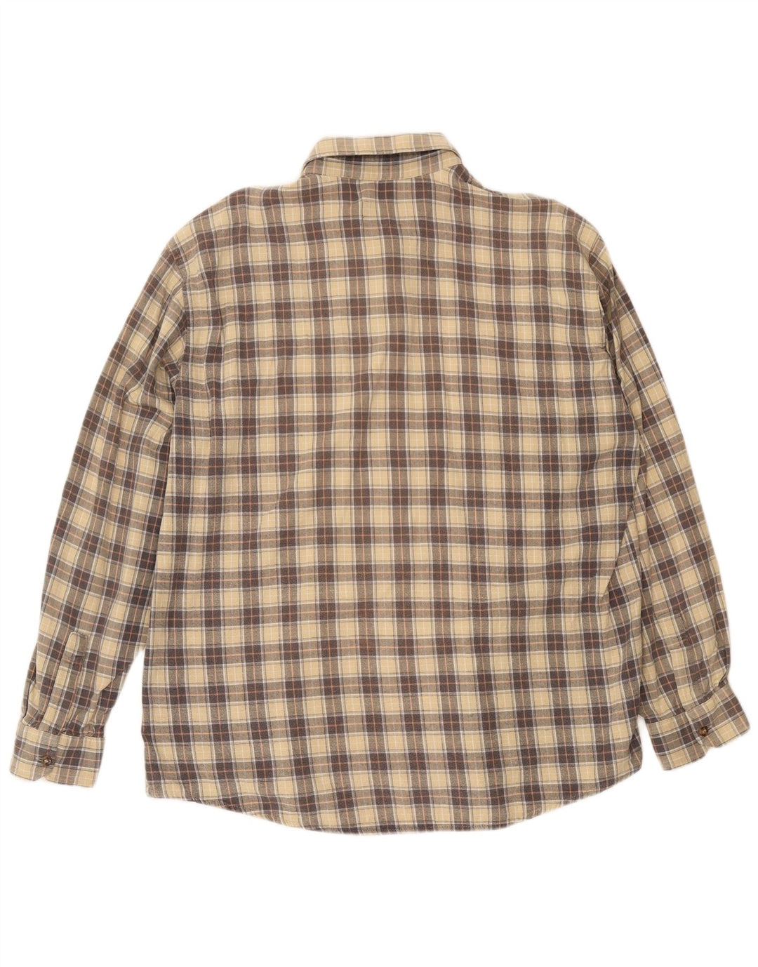 European Project Herren-Hemd aus kariertem Flanell, XL, beige, karierte Baumwolle