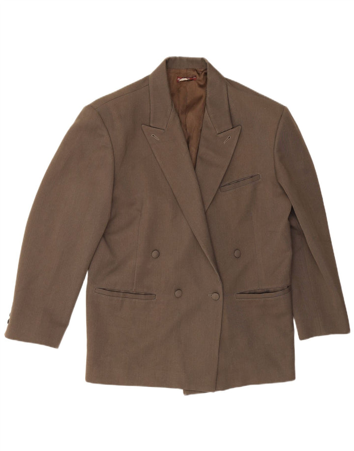 Vintage Herren Zweireiher Blazer Jacke IT 52 XL Braun Polyester