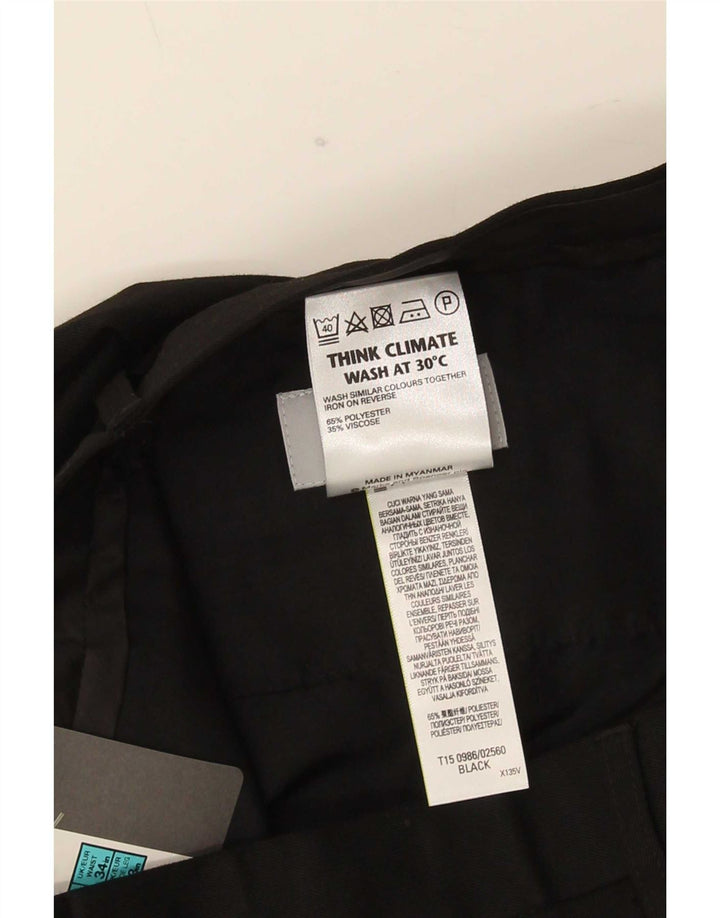 Marks & Spencer Herren-Anzughose mit normaler Passform, W34, L33, schwarzes Polyester
