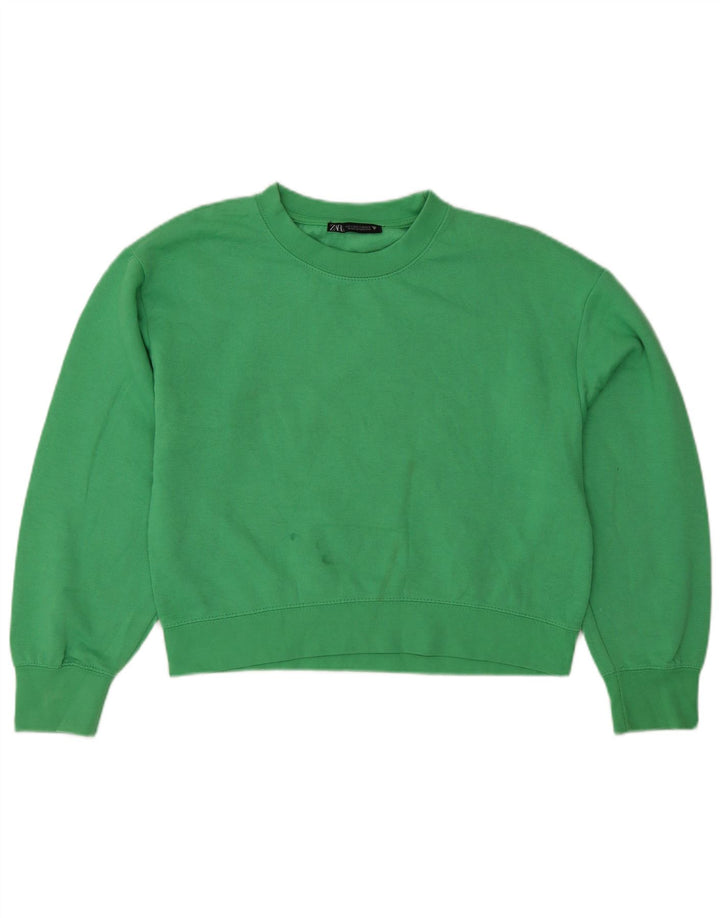 Zara Damen-Sweatshirt mit entspannter Passform, Gr. 10, Größe S, Grün, Polyester
