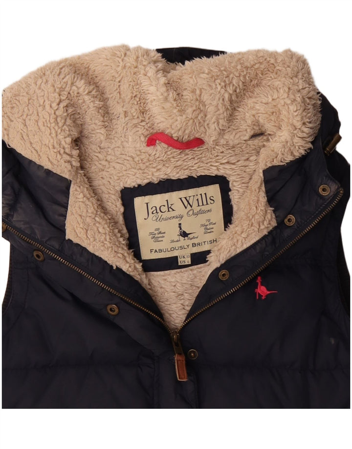 JACK WILLS Damen Übergroße, wattierte Weste mit Kapuze, UK 10, Größe S, Marineblau