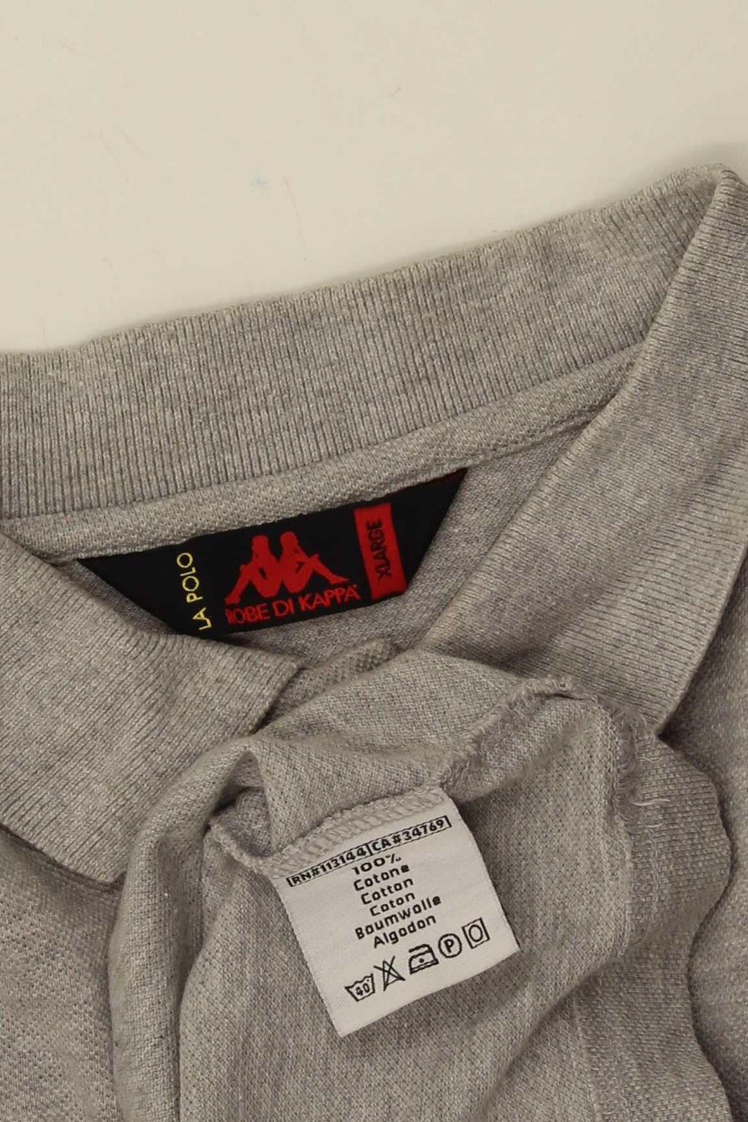 KAPPA Mens Long Sleeve Polo Shirt XL Grey Cotton