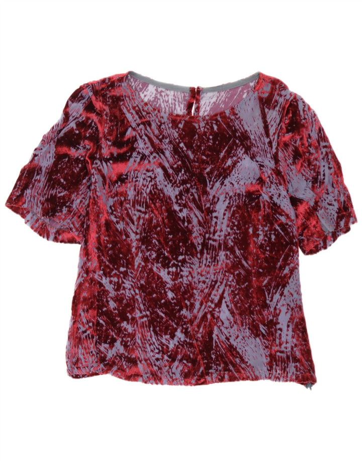 Vintage Damen Bluse mit abstraktem Muster IT 46 Große Burgunder Viskose
