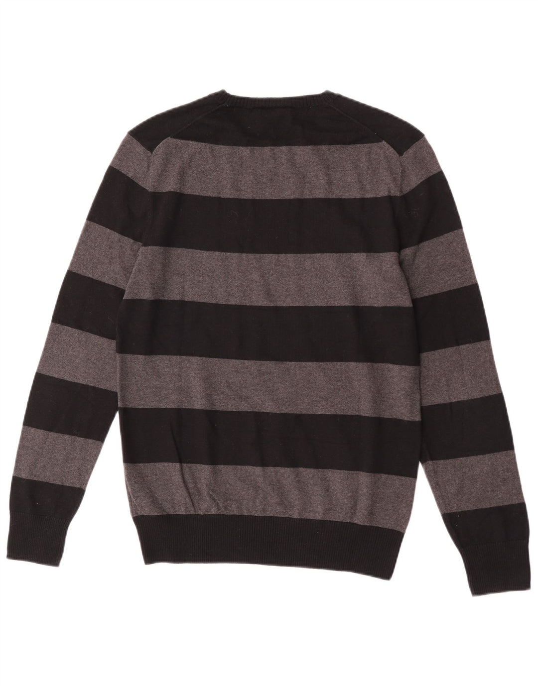 Gap Herren-Pullover mit Rundhalsausschnitt, klein, grau gestreift, Baumwolle