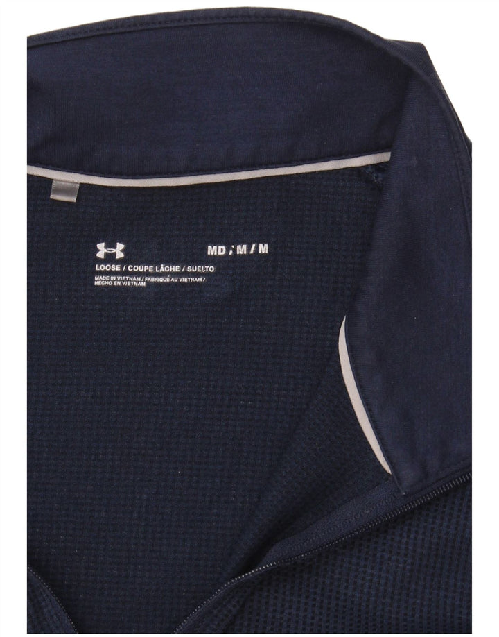 UNDER ARMOUR Mens Zip Neck Pullover Tracksuit Top Medium Navy Blue
