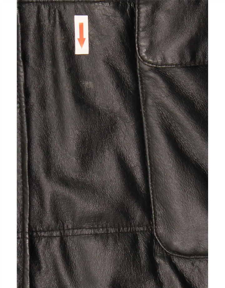 Privilegi Damen Ledermantel mit Kapuze IT 46 Large Schwarz