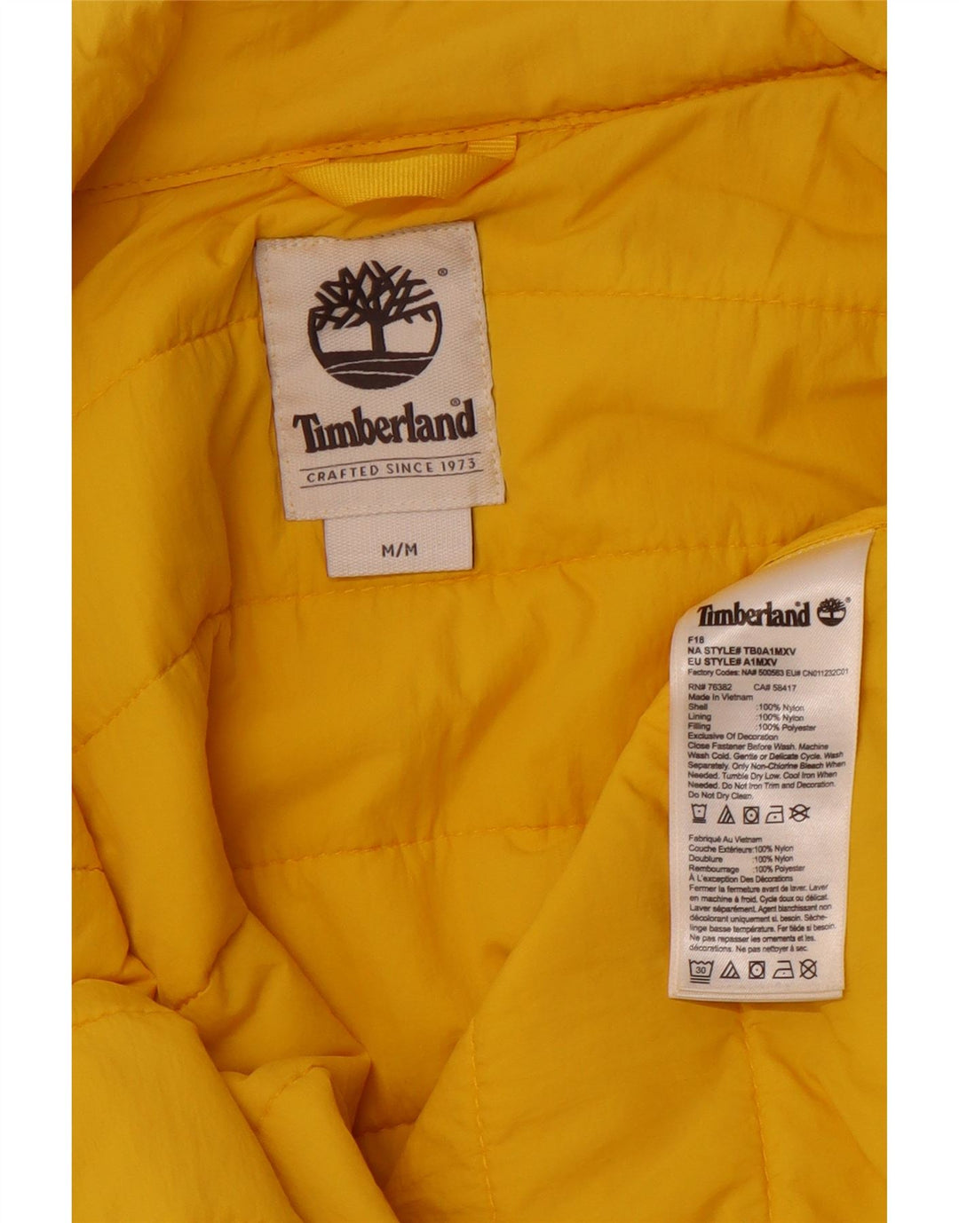 TIMBERLAND Herren wattierte Jacke UK 38 Mittelgelbes Nylon