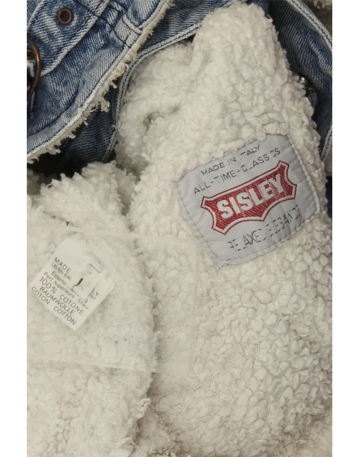 Sisley Herren-Denim-Sherpa-Jacke, UK 40, große blaue Baumwolle