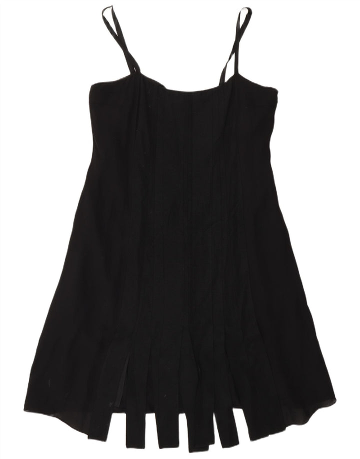 Fenn Wright Manson Damen A-Linien-Kleid UK 16 Large Schwarze Seide