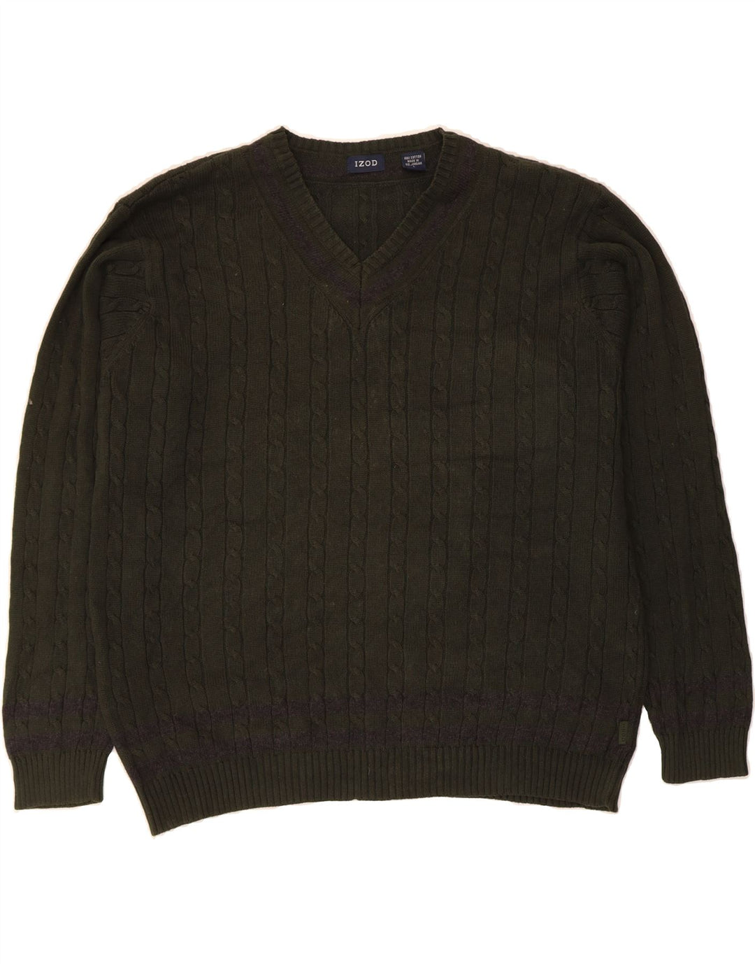 IZOD Herren-Pullover mit V-Ausschnitt, groß, grüne Baumwolle