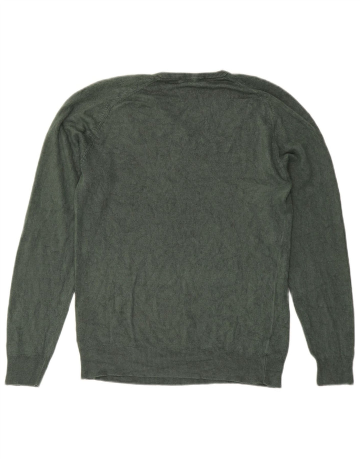 Marks & Spencer Herren Blue Harbor V-Ausschnitt Pullover Pullover Small Grün Acryl