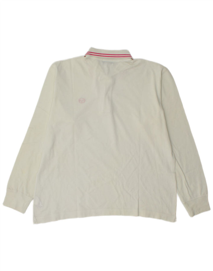 SERGIO TACCHINI Herren-Langarm-Poloshirt, groß, cremefarbene Baumwolle