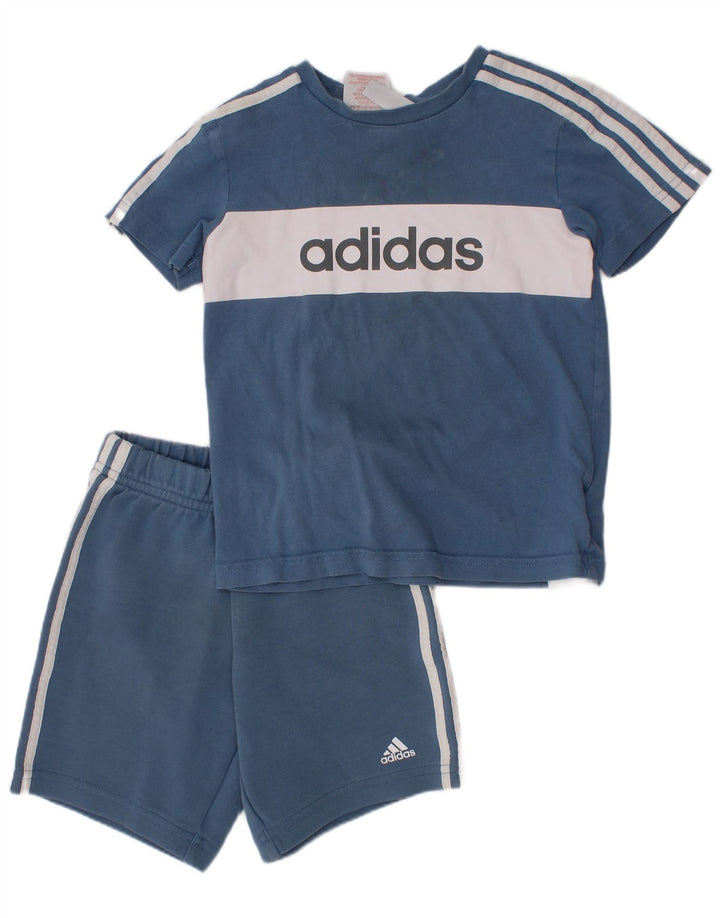 ADIDAS 2-teiliges Set mit Grafik für Jungen, 3–4 Jahre, blaue Farbblock-Baumwolle