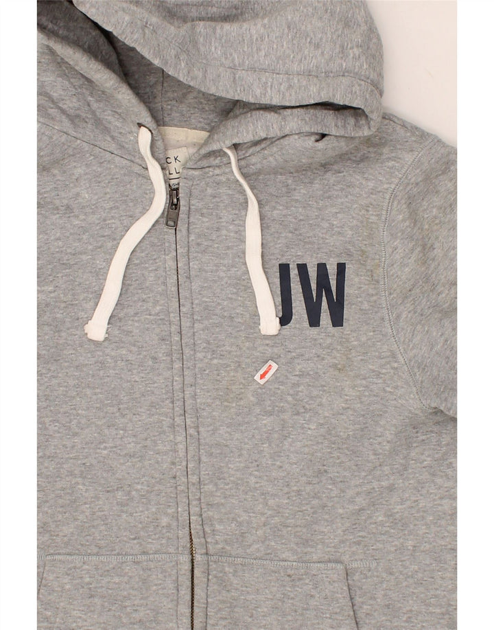 JACK WILLS Mens Graphic Zip Hoodie Sweater Small Grey Cotton Vintage Jack Wills and Second-Hand Jack Wills from Messina Hembry 