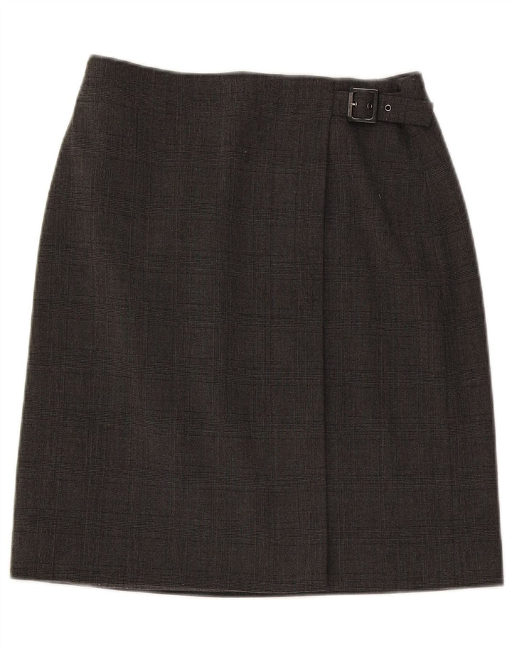 Armani Damen Wickelrock US 6 Medium W28 Grau kariertes Polyester