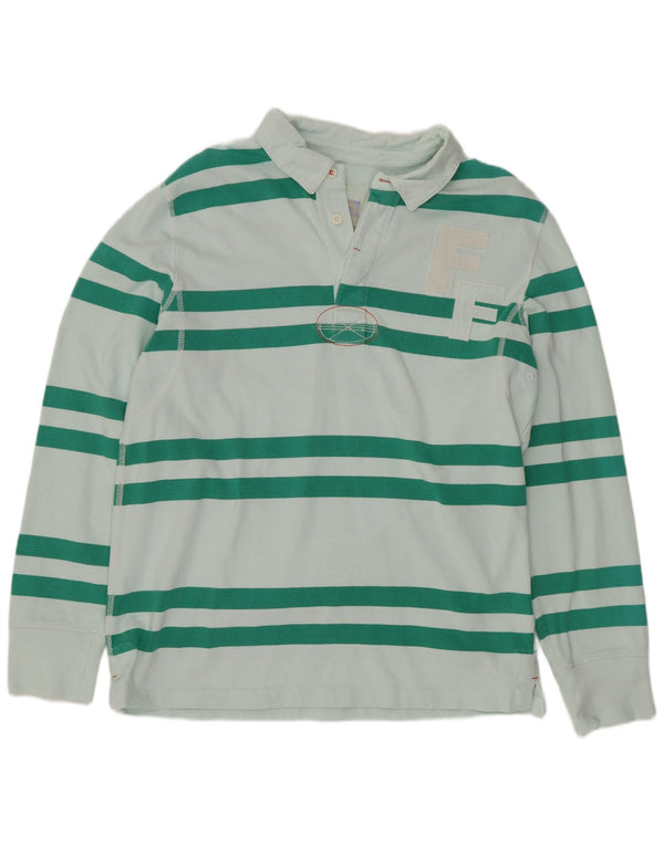 Fat Face Herren-Rugby-Poloshirt mit Grafik, langärmelig, groß, grün gestreift