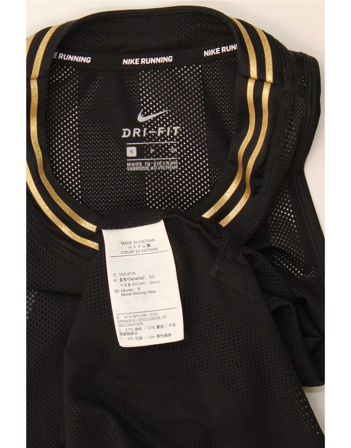 Nike Damen Dri Fit Weste Top UK 10 Small Schwarz Nylon