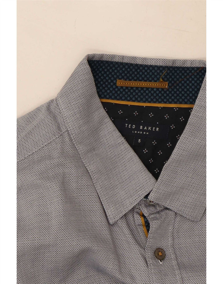Ted Baker Herrenhemd Größe 5 XL grau gefleckte Baumwolle