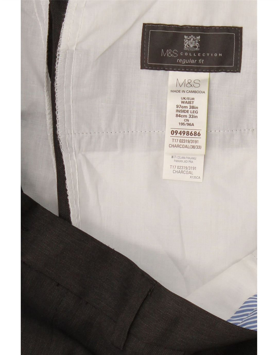 MARKS & SPENCER Mens Regular Fit Pegged Suit Trousers W38 L33 Grey