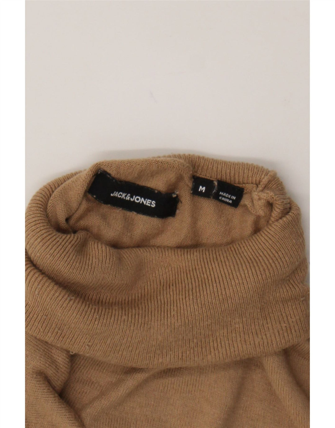 JACK & JONES Mens Roll Neck Jumper Sweater Medium Brown Cotton Vintage Jack & Jones and Second-Hand Jack & Jones from Messina Hembry 