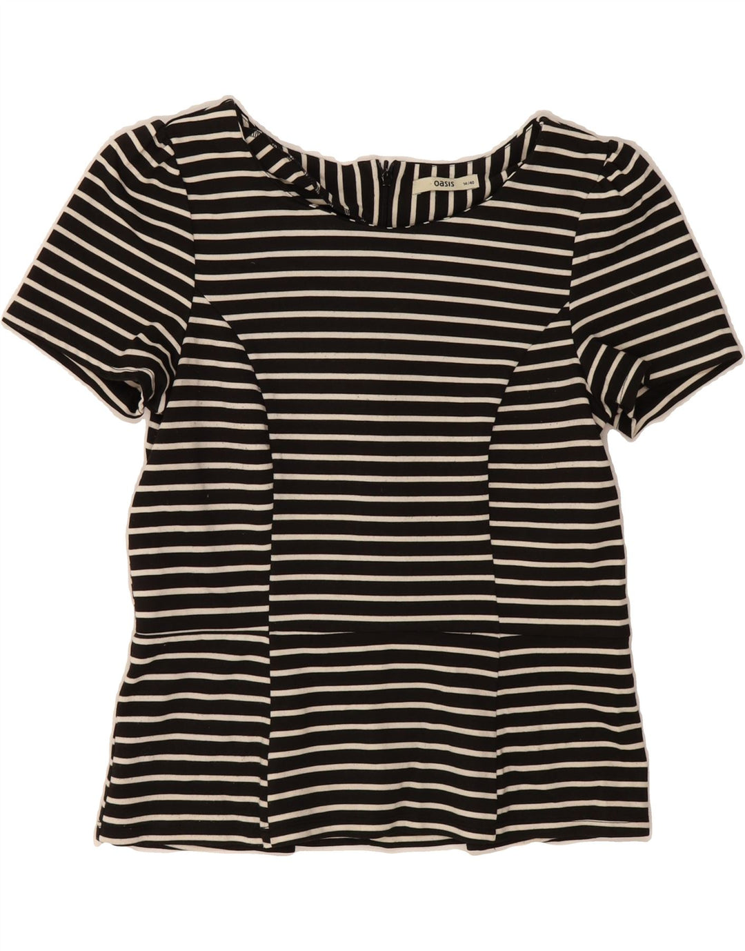 OASIS Womens Blouse Top UK 14 Medium  Navy Blue Striped Polyester Vintage Oasis and Second-Hand Oasis from Messina Hembry 