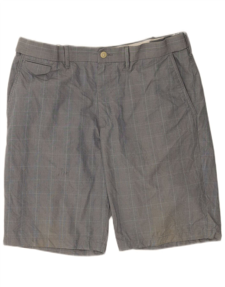 Marks & Spencer Herren-Chinoshorts W36, große grau karierte Baumwolle