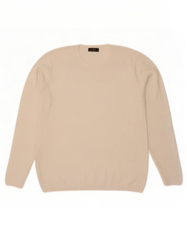 Zara Mens Crew Neck Jumper Sweater Large White Viscose