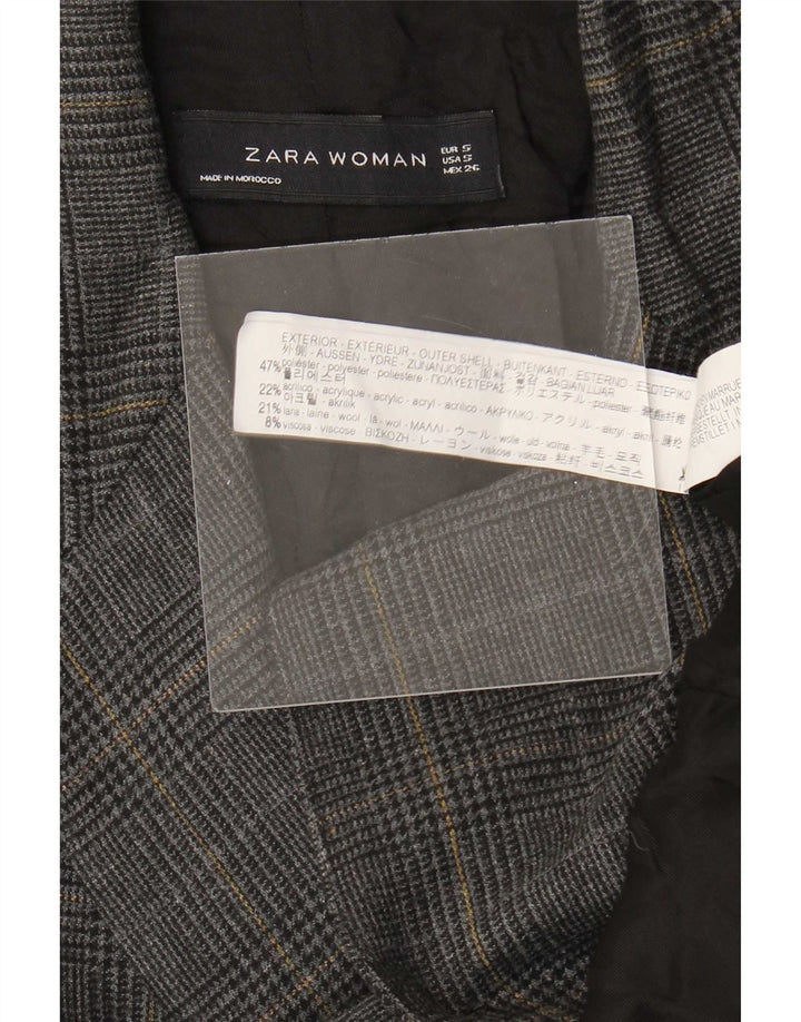 Zara Damen-Blazer mit 2 Knöpfen, Gr. 10, Größe S, Grau, Hahnentrittmuster, Polyester