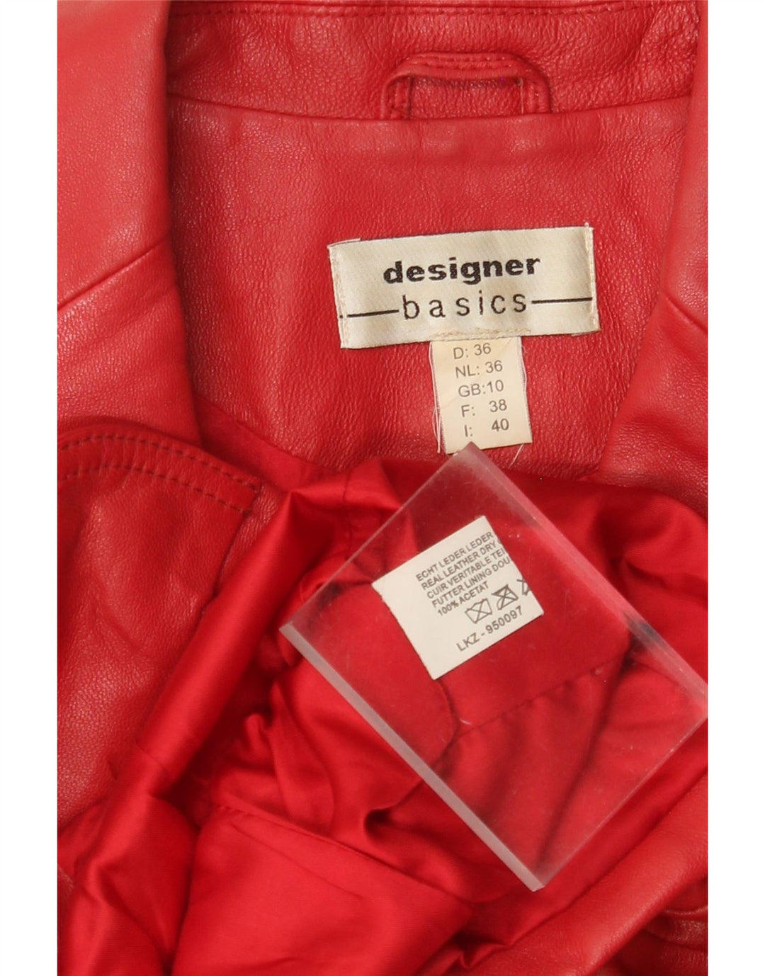 VINTAGE Damen 2-Knopf-Lederblazerjacke UK 10 Kleines rotes Leder