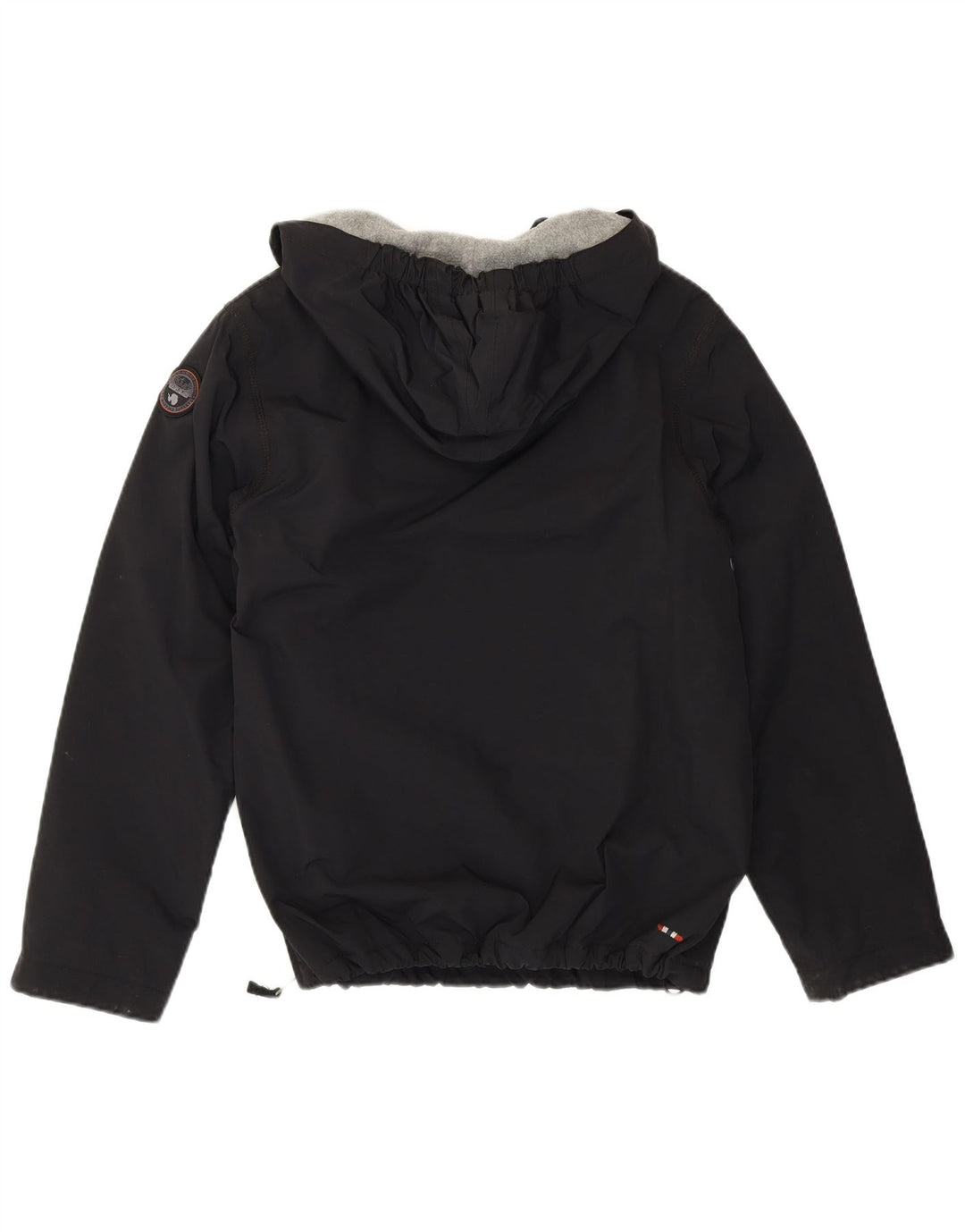 Napapijri Jungen-Anorakjacke mit grafischer Kapuze, 13–14 Jahre, schwarzes Polyester