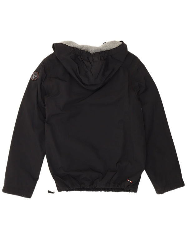 Napapijri Jungen-Anorakjacke mit grafischer Kapuze, 13–14 Jahre, schwarzes Polyester