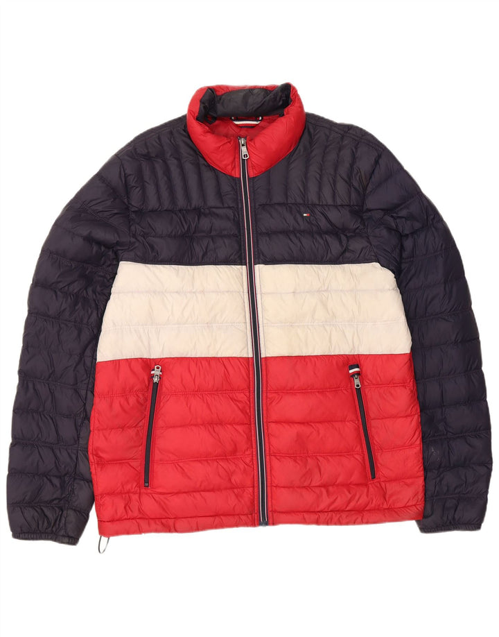 Tommy Hilfiger Herren Wattierte Jacke UK 38 Medium Navy Blue Colourblock
