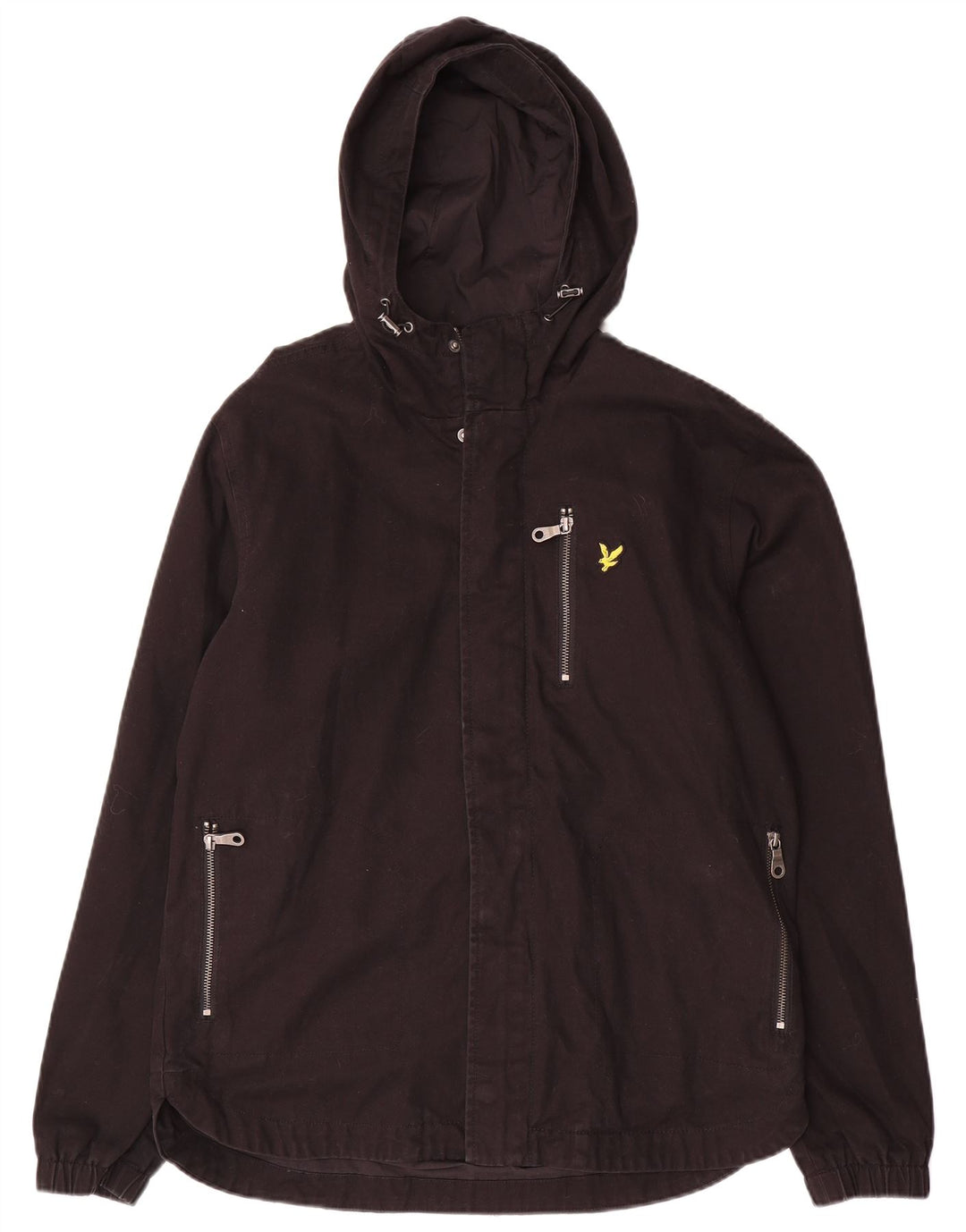 Lyle & Scott Herren-Bomberjacke mit Kapuze, UK 38, mittelschwarz, Baumwolle